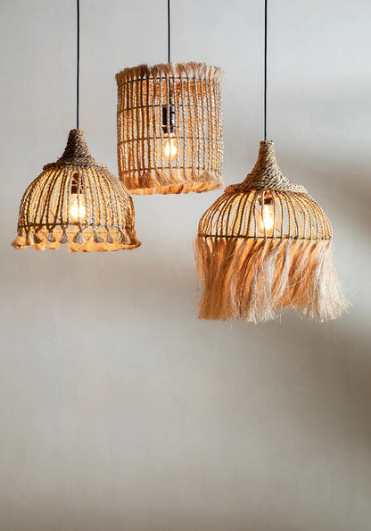 La lampada a sospensione Abaca "Bird Cage" - Naturale - M