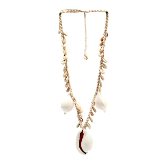 The Big White Cowrie Shell Necklace - Blanc