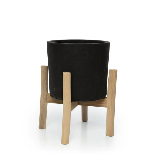 Vaso per piante basse in carbone - Nero Naturale - S