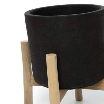 Vaso per piante basse in carbone - Nero Naturale - S