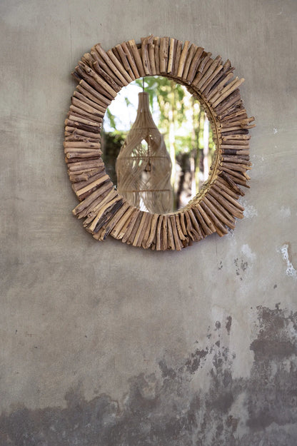 Miroir Halo en bois flotté - Naturel - M