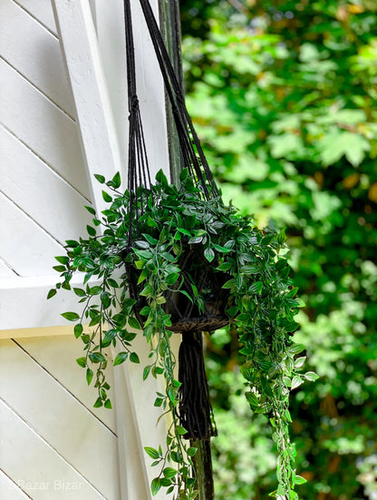 Cabide de plantas em macramé - Preto - S