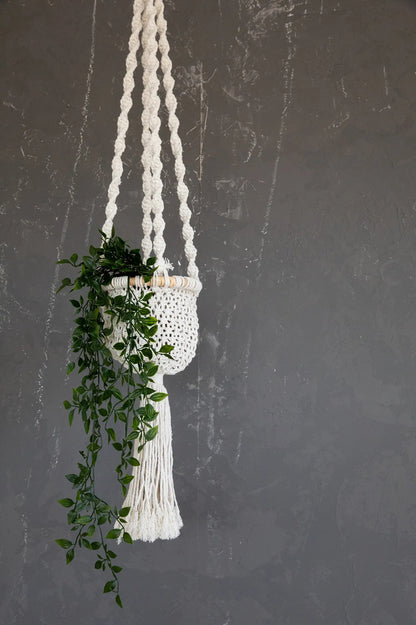 L'appendiabiti Twisted Macrame - Bianco naturale - L