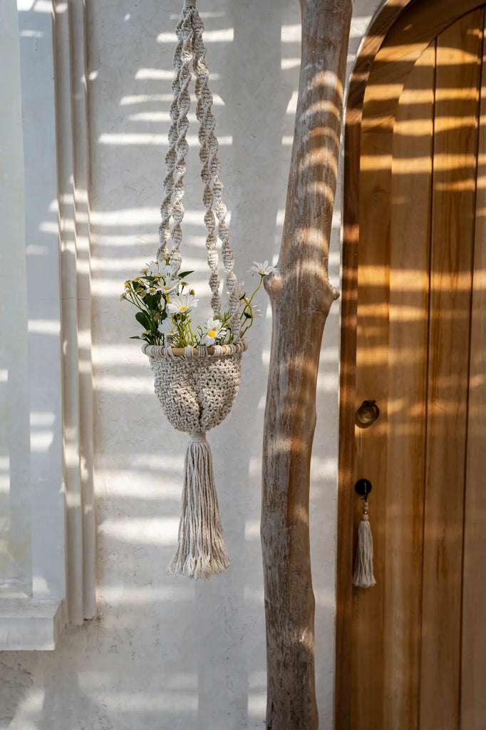 L'appendiabiti Twisted Macrame - Bianco naturale - M