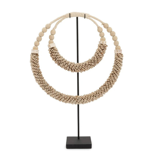 Double Necklace with Shells on Stand - Natural - Balinaya