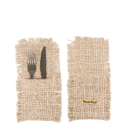 The "Oh My Gee" Cutlery Pouch - Beige - Set of 4