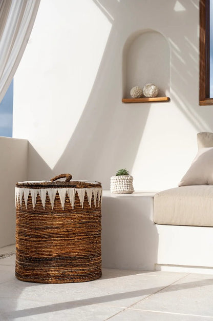 The Banana Leaf Stitched Laundry Basket - L - Balinaya