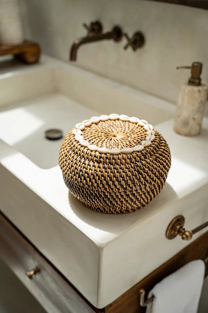 The "Colonial Peek - a - Boo" Basket - Natural Brown - M - Balinaya