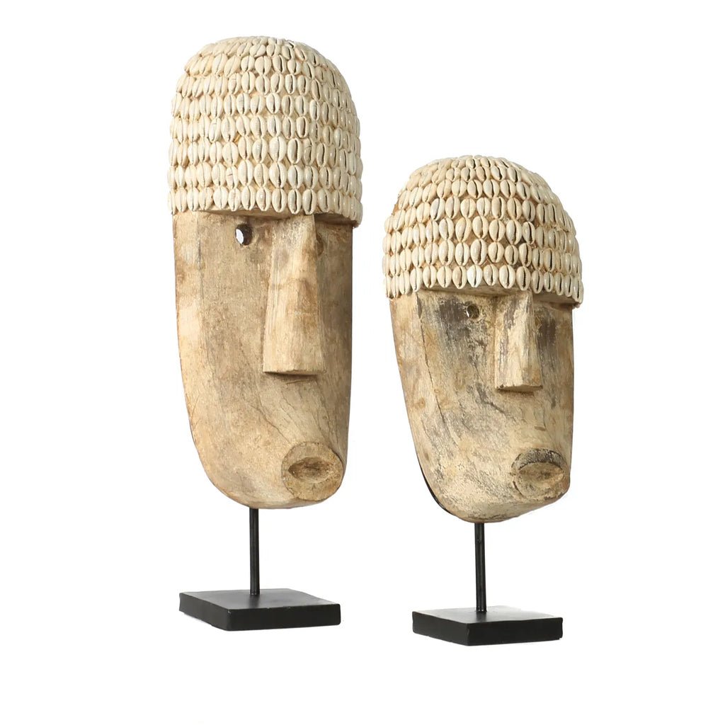 The Cowrie Mask on Stand - Large - Balinaya