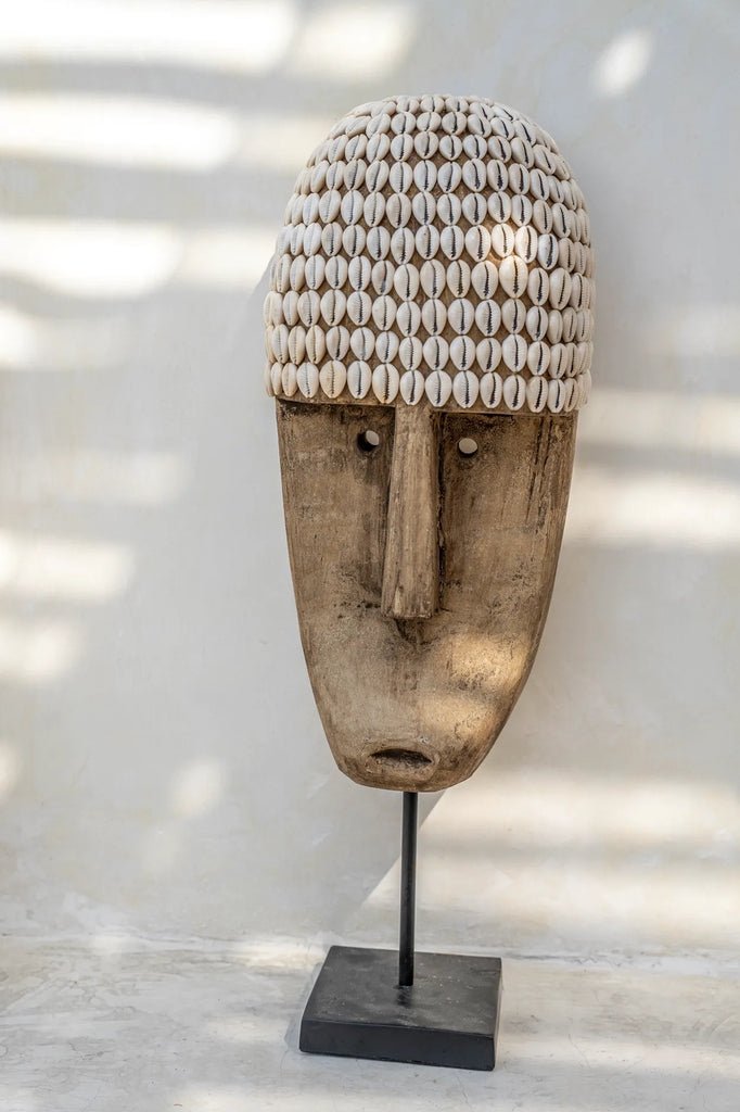 The Cowrie Mask on Stand - Large - Balinaya