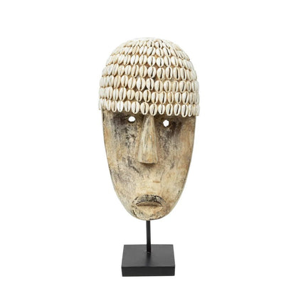 The Cowrie Mask on Stand - Medium - Balinaya