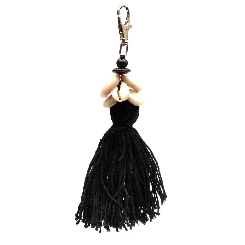 The Cowrie Tassel Keychain - Black - Balinaya