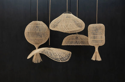 The "Dumpling" Pendant and Floor Lamp - Natural - L - Balinaya