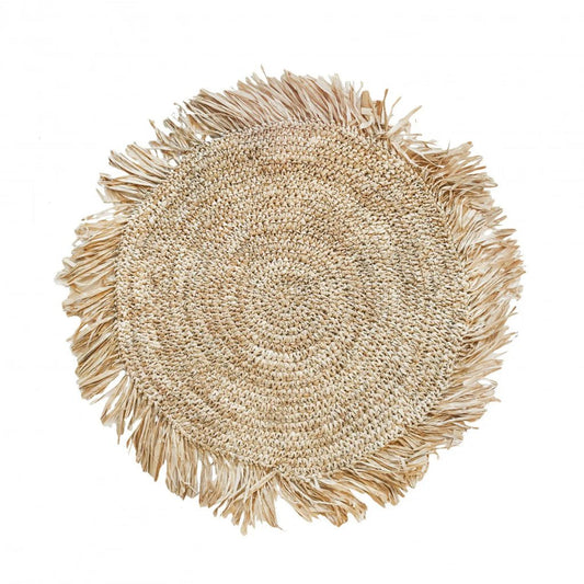 The "Fringe" Raffia Placemat Round - Natural - Balinaya