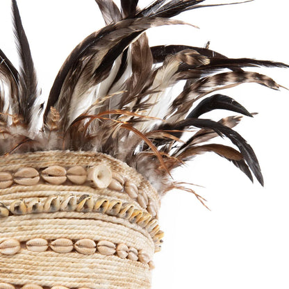 The Guinea Feather Hat on Stand - Natural Black - Balinaya