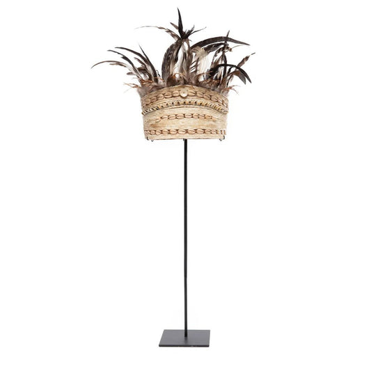 The Guinea Feather Hat on Stand - Natural Black - Balinaya