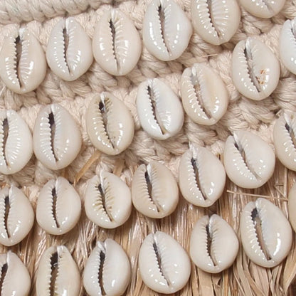 The Raffia Cowrie Mirror - Natural White - Balinaya