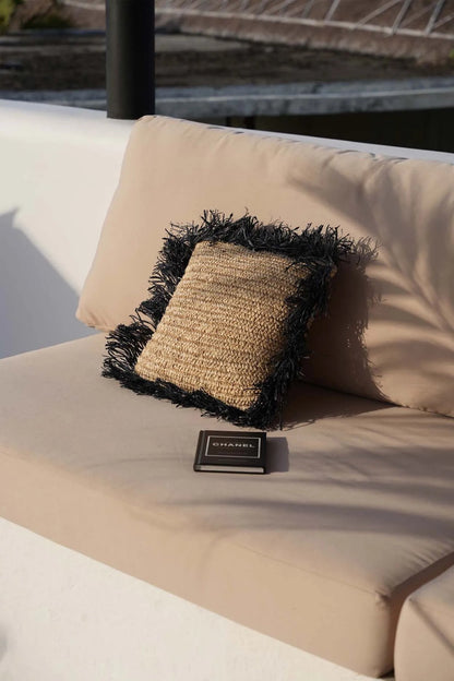 The Raffia Cushion Cover - Natural Black - 40x40 - Balinaya