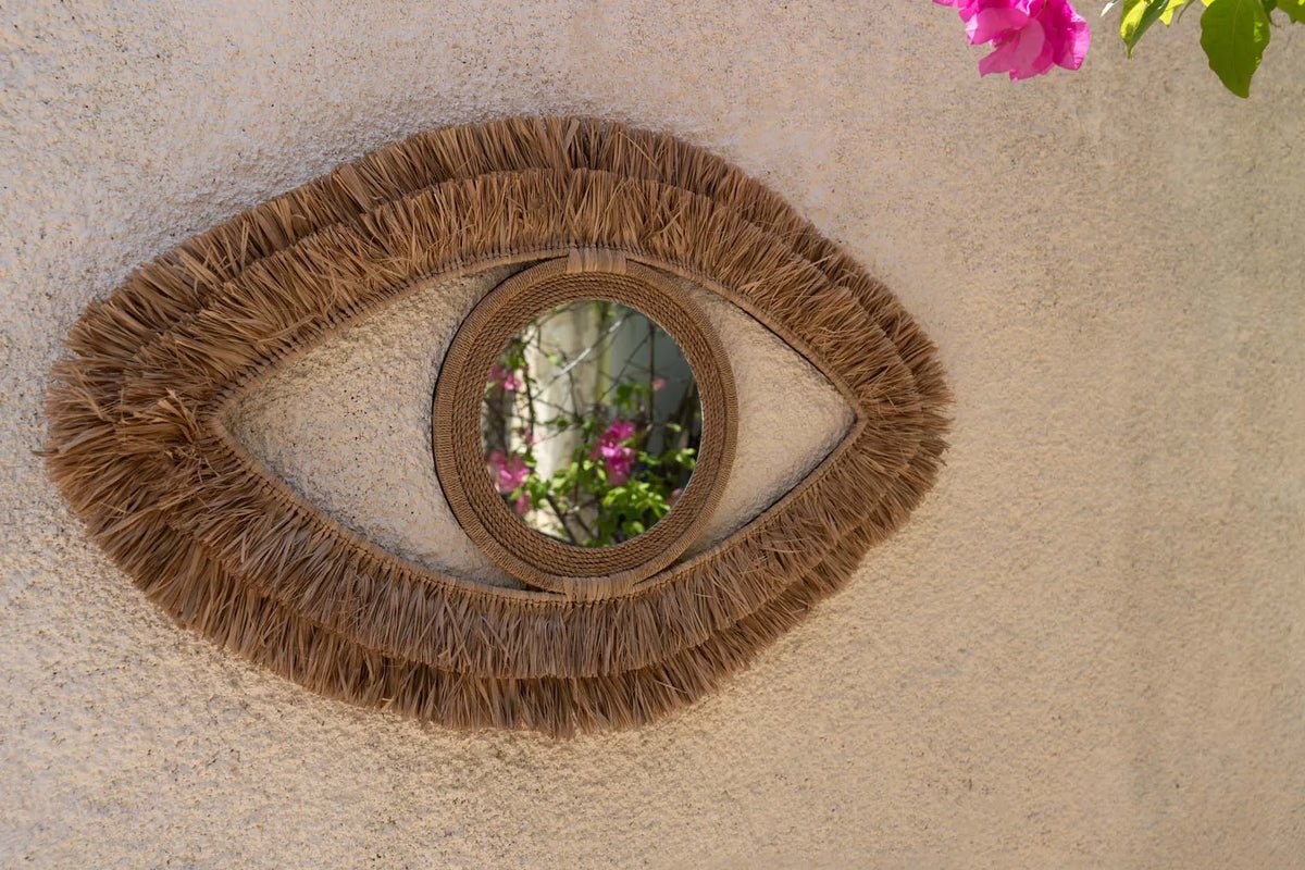 The Raffia Eye Mirror - Natural - M - Balinaya