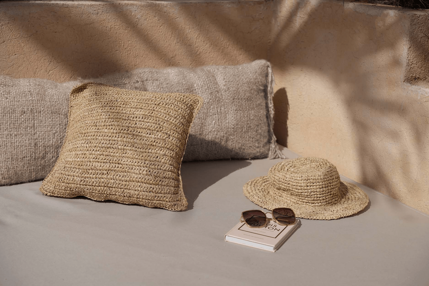 The Raffia Flores Cushion Cover - Natural - 40x40 - Balinaya