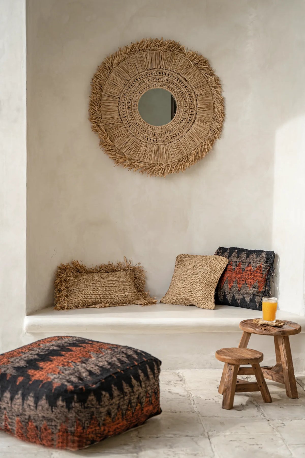 The Raffia Flores Cushion Cover - Natural - 40x40 - Balinaya