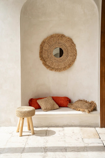 The Raffia Flores Cushion Cover - Natural - 40x40 - Balinaya