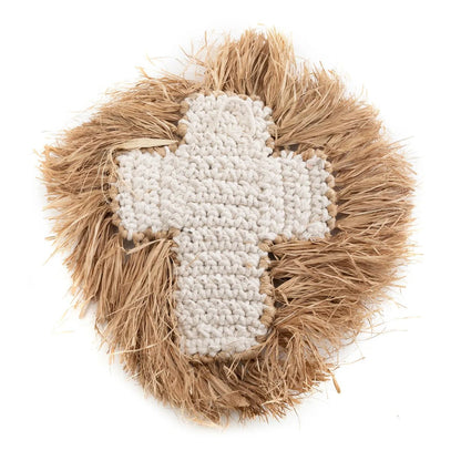 The Raffia Shell Cross - Natural White - L - Balinaya