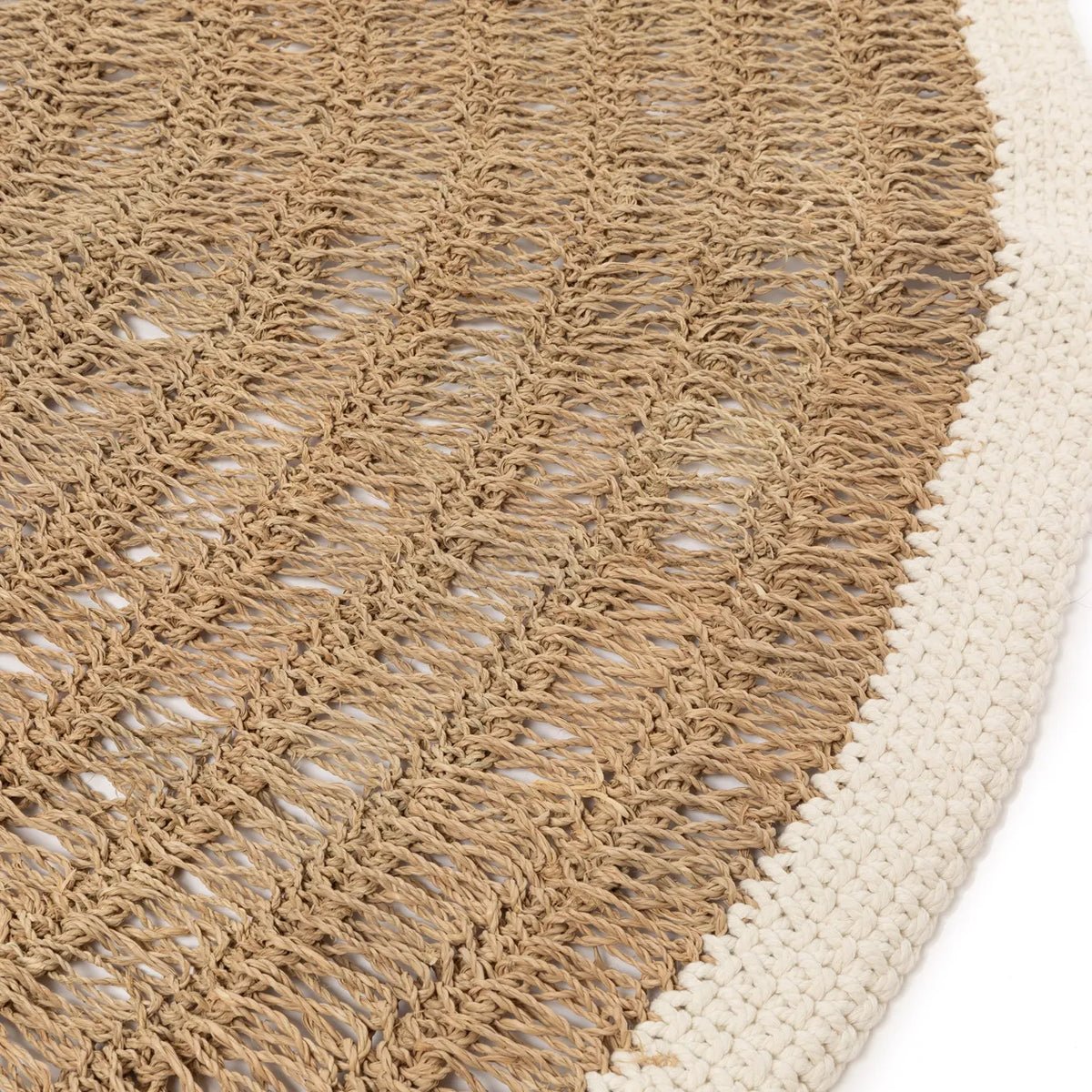 The Sea grass & Cotton Round Carpet - Natural White - 150 - Balinaya