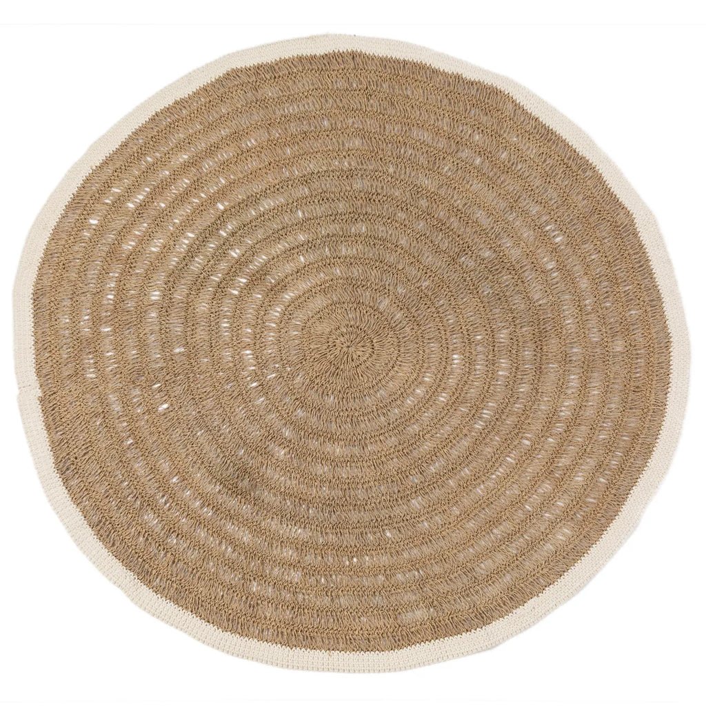 The Sea grass & Cotton Round Carpet - Natural White - 150 - Balinaya