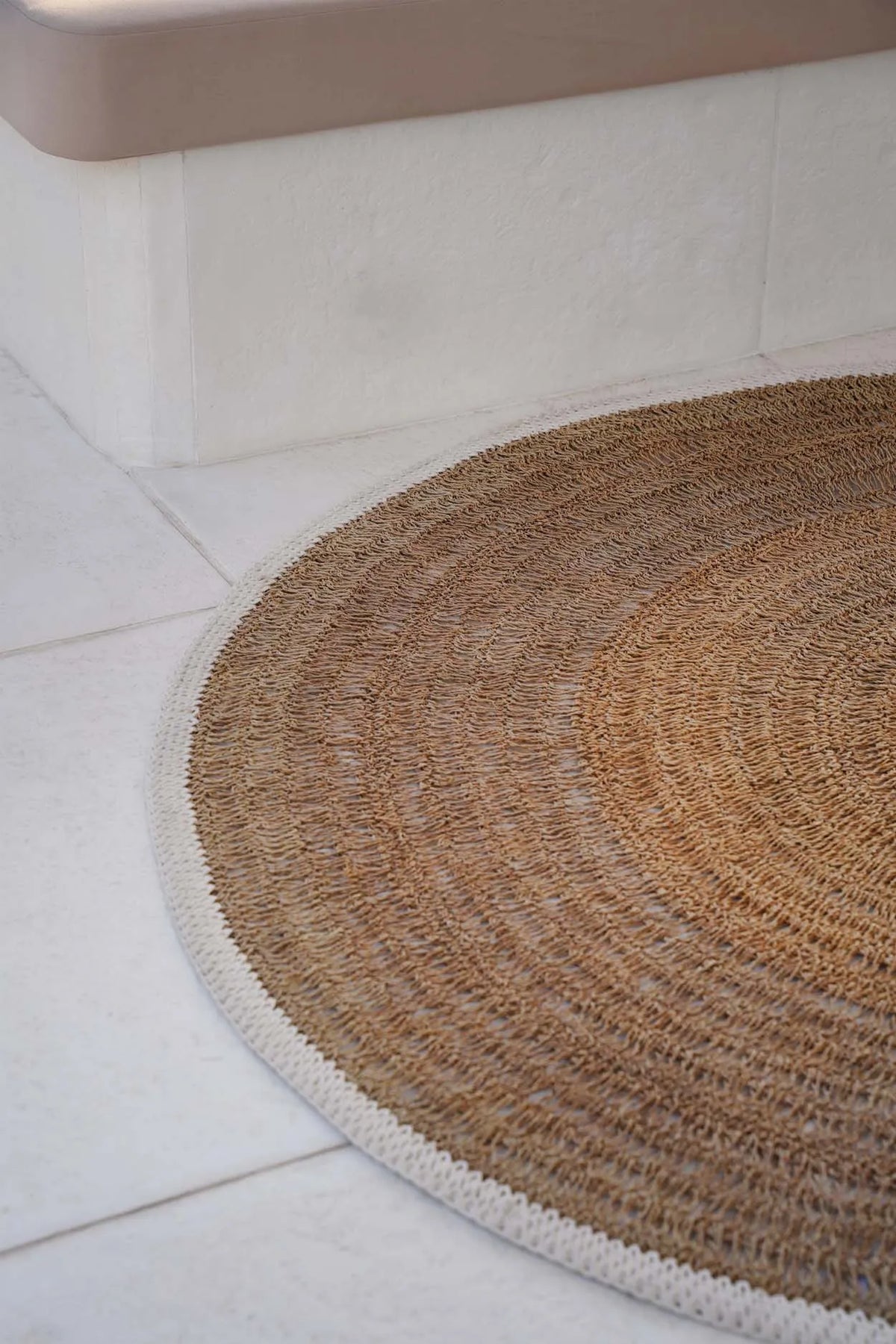 The Sea grass & Cotton Round Carpet - Natural White - 200 - Balinaya