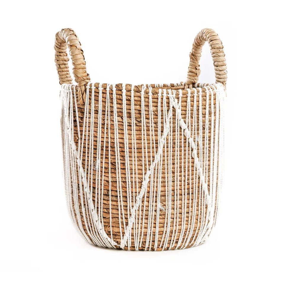 The Straight Stitched Macrame Basket - Natural White - S - Balinaya