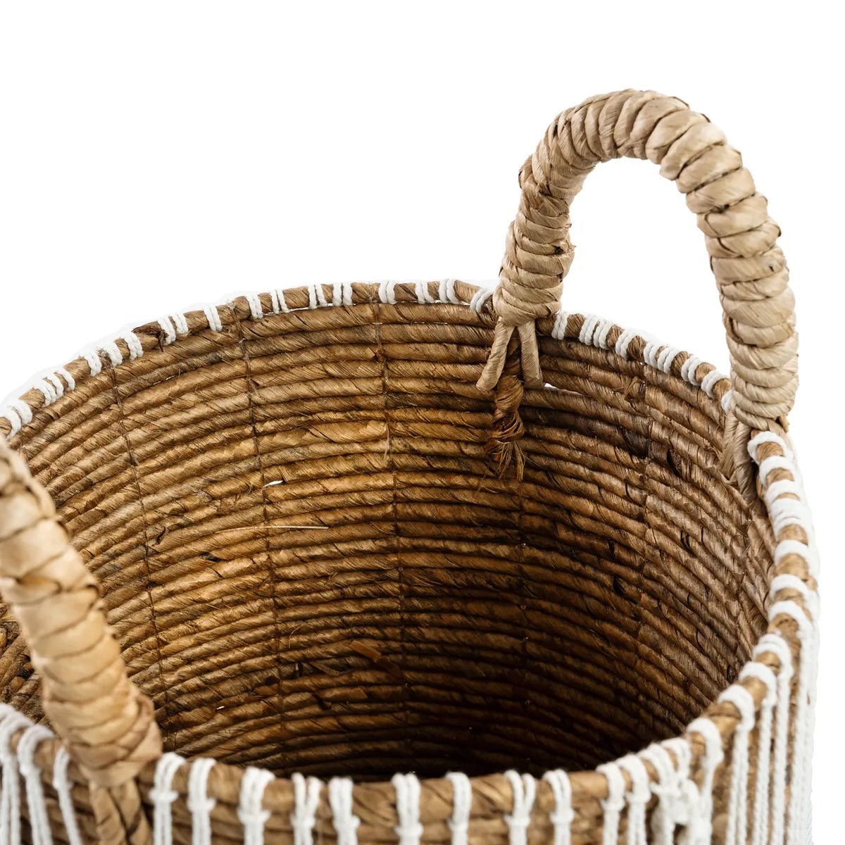 The Straight Stitched Macrame Basket - Natural White - S - Balinaya