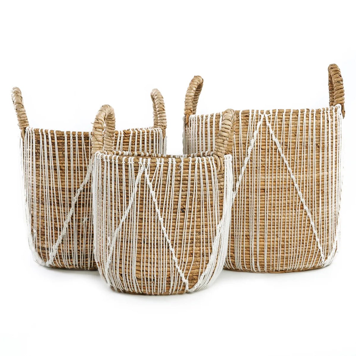 The Straight Stitched Macrame Basket - Natural White - S - Balinaya