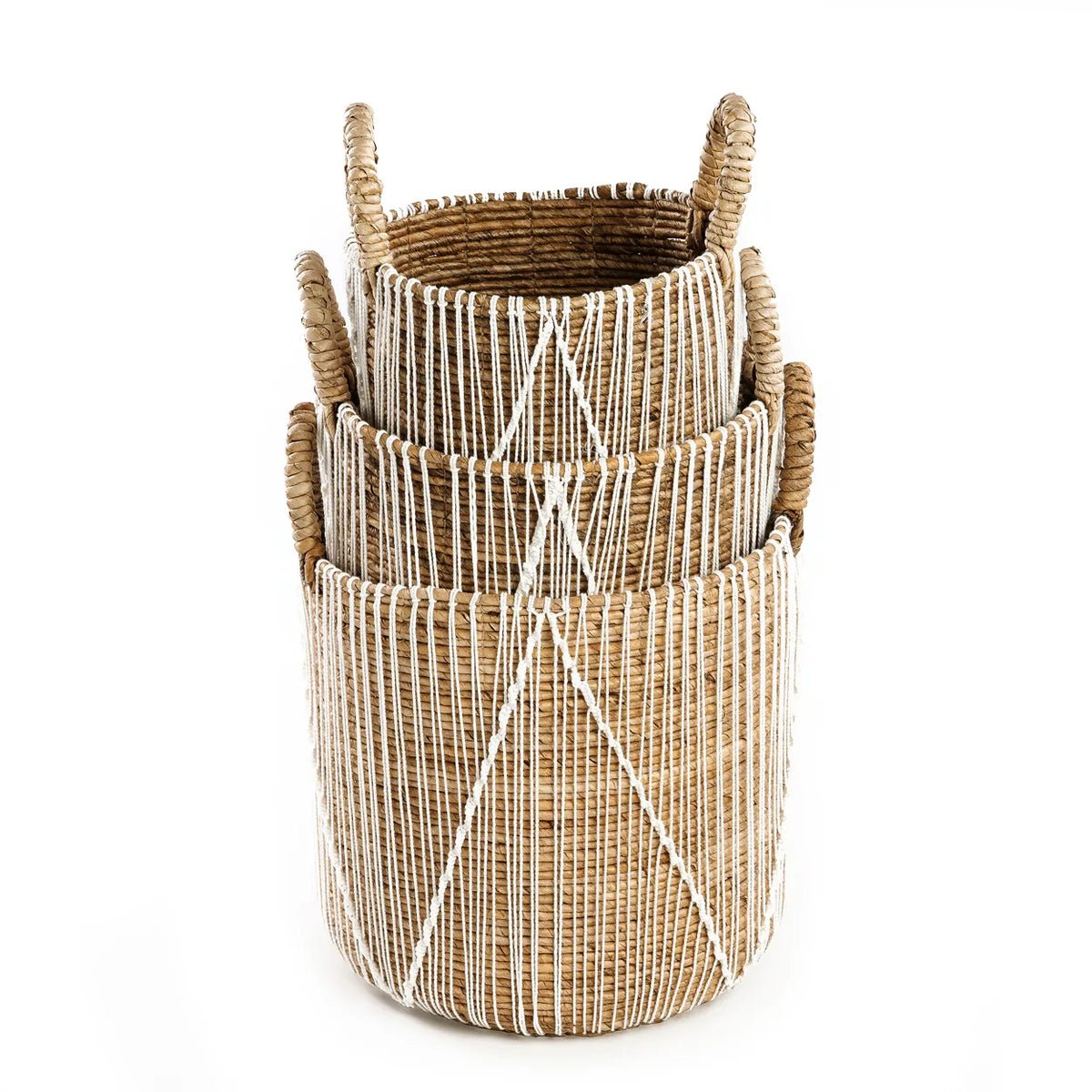 The Straight Stitched Macrame Basket - Natural White - S - Balinaya