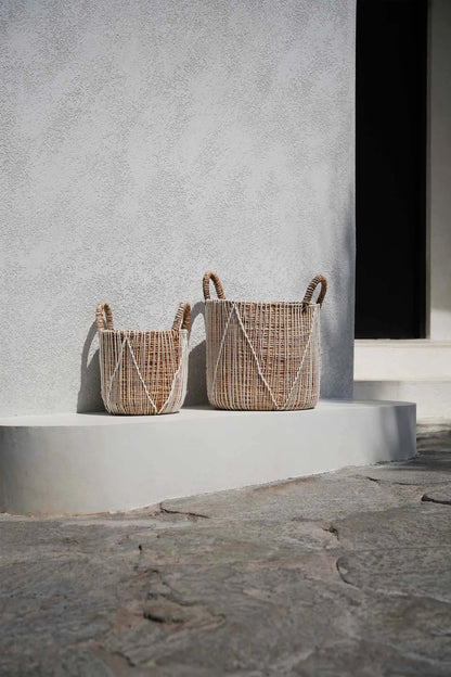 The Straight Stitched Macrame Basket - Natural White - S - Balinaya