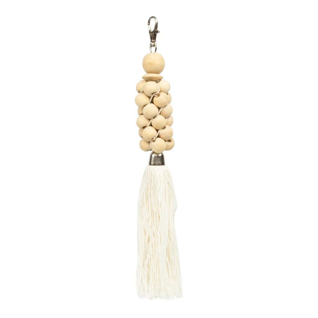 The Wooden Beads Keychain - Natural White - Balinaya